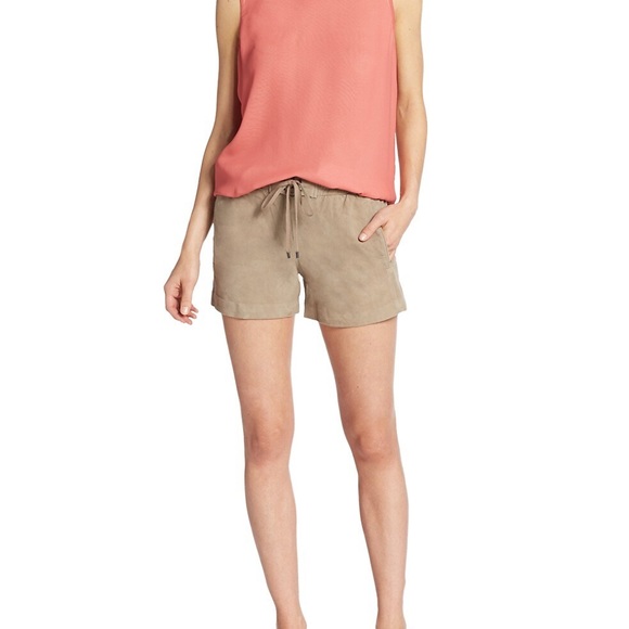 NWT VINCE $459 Suede Leather Tan Shorts Drawstring - Picture 5 of 8